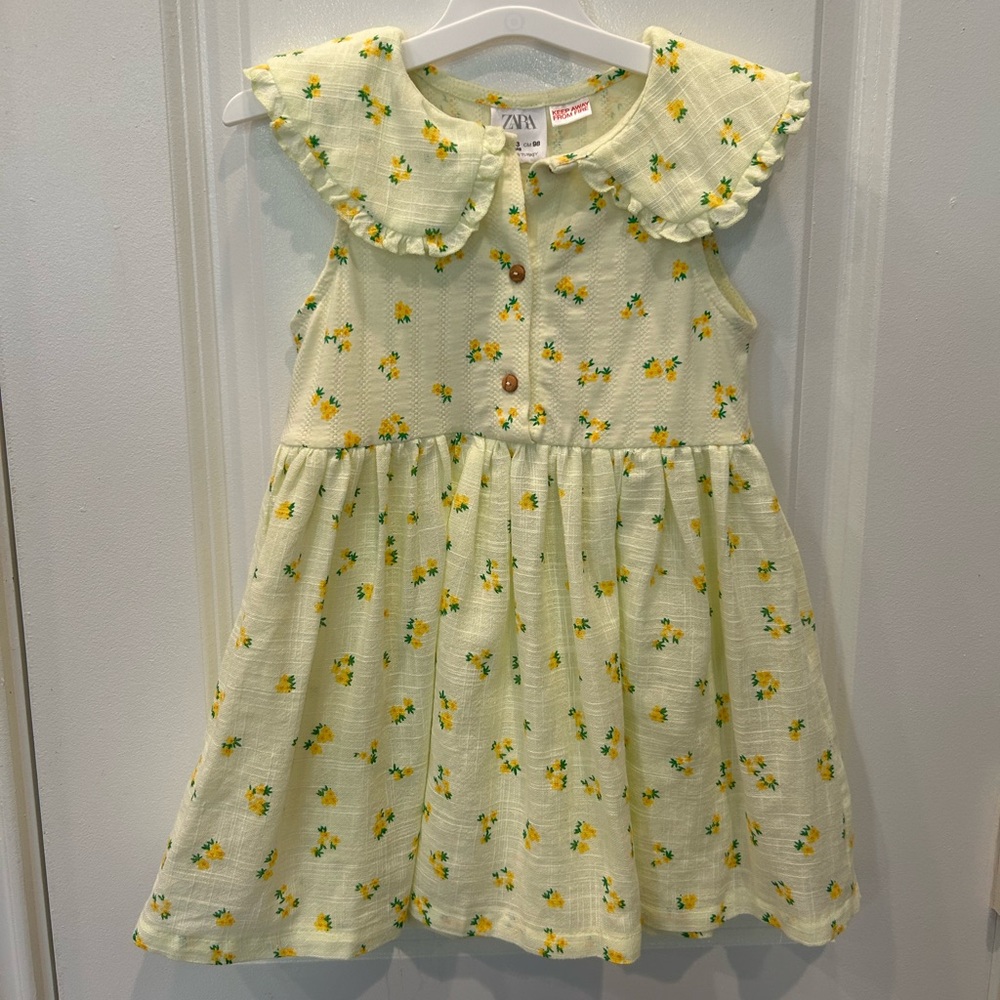 NWT - Zara Yellow Floral Kids Dress